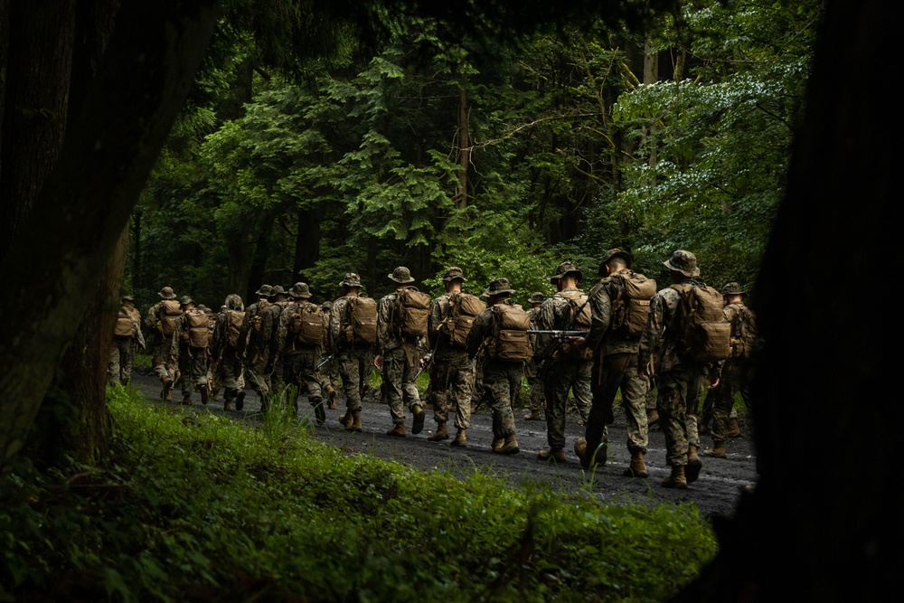 Marines with Combat Logistics Battalion 4 Conduct a Conditioning 9-Mile Hike