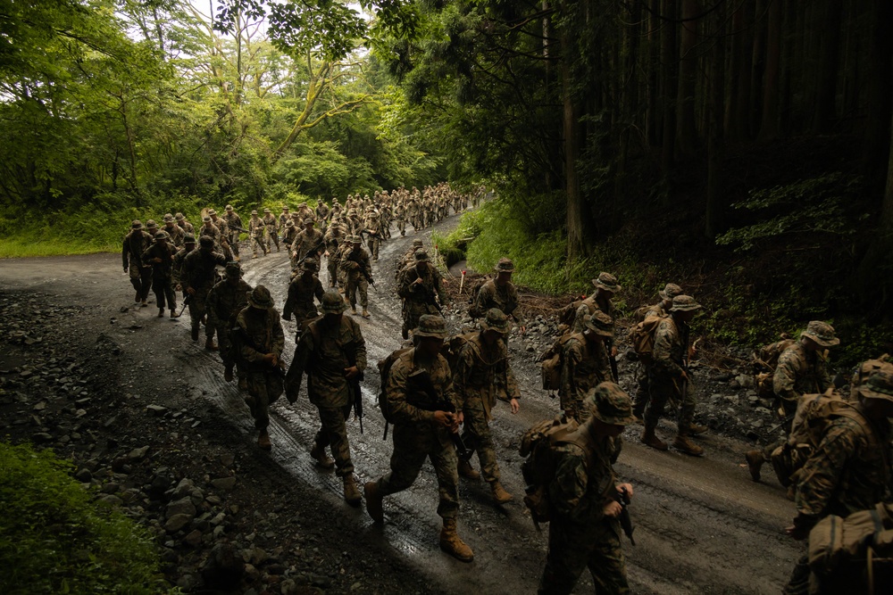 Marines with Combat Logistics Battalion 4 Conduct a Conditioning 9-Mile Hike