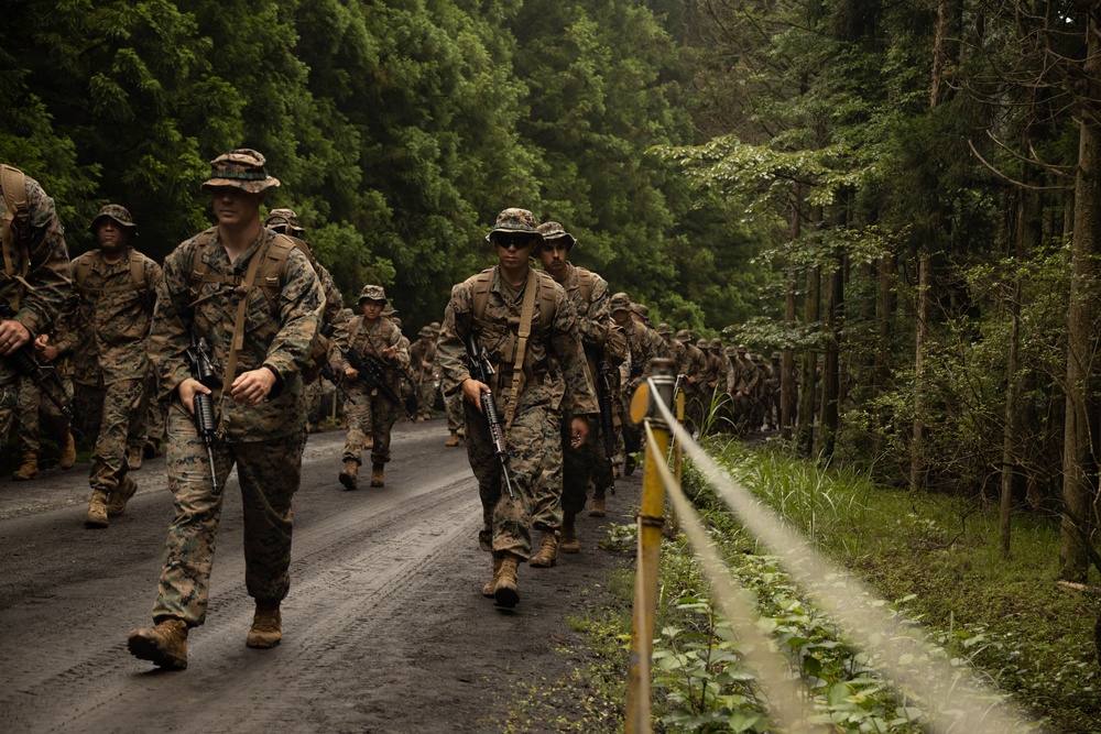 Marines with Combat Logistics Battalion 4 Conduct a Conditioning 9-Mile Hike