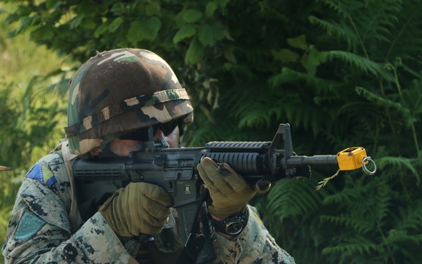 Kneeling shot
