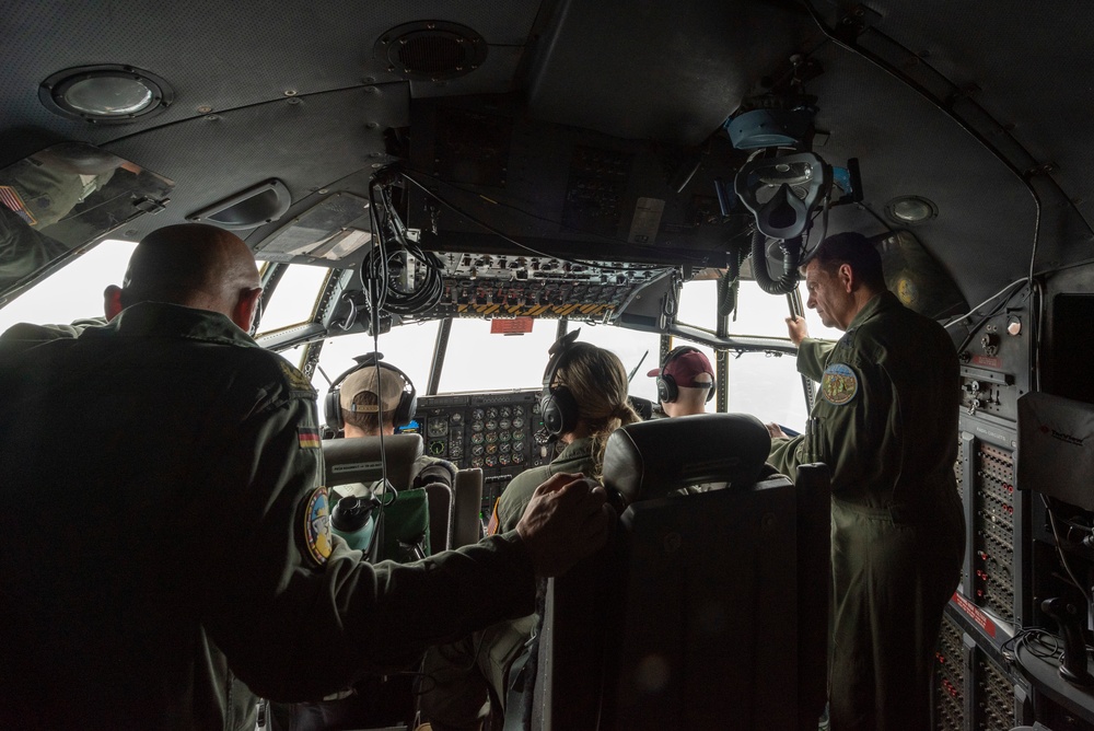 U.S. Air Force General Loh, director, Air National Guard, aboard the 182nd Airlift Wing's C-130 Hercules aircraft