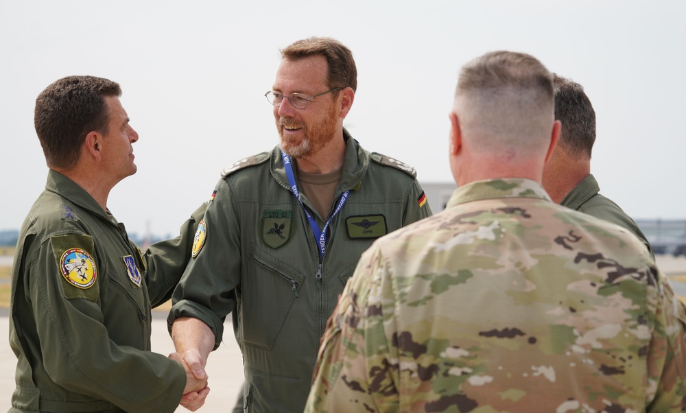 Director of the Air National Guard addresses Airmen at Wunstorf Air Base during Exercise Air Defender 23