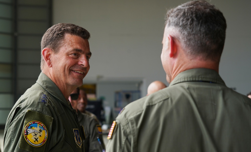 Director of the Air National Guard addresses Airmen at Wunstorf Air Base during Exercise Air Defender 23