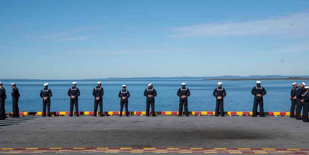 USS America (LHA 6) Mans the Rails During Port Call in Brisbane