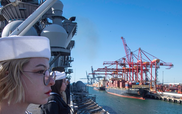 USS America (LHA 6) Mans the Rails During Port Call in Brisbane