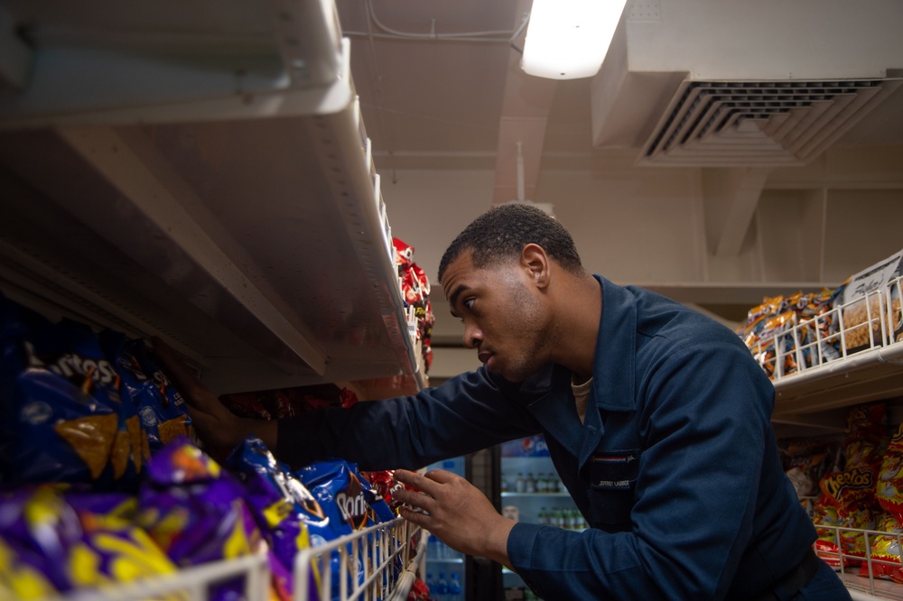 USS Ronald Reagan (CVN 76) Sailors man ship’s store