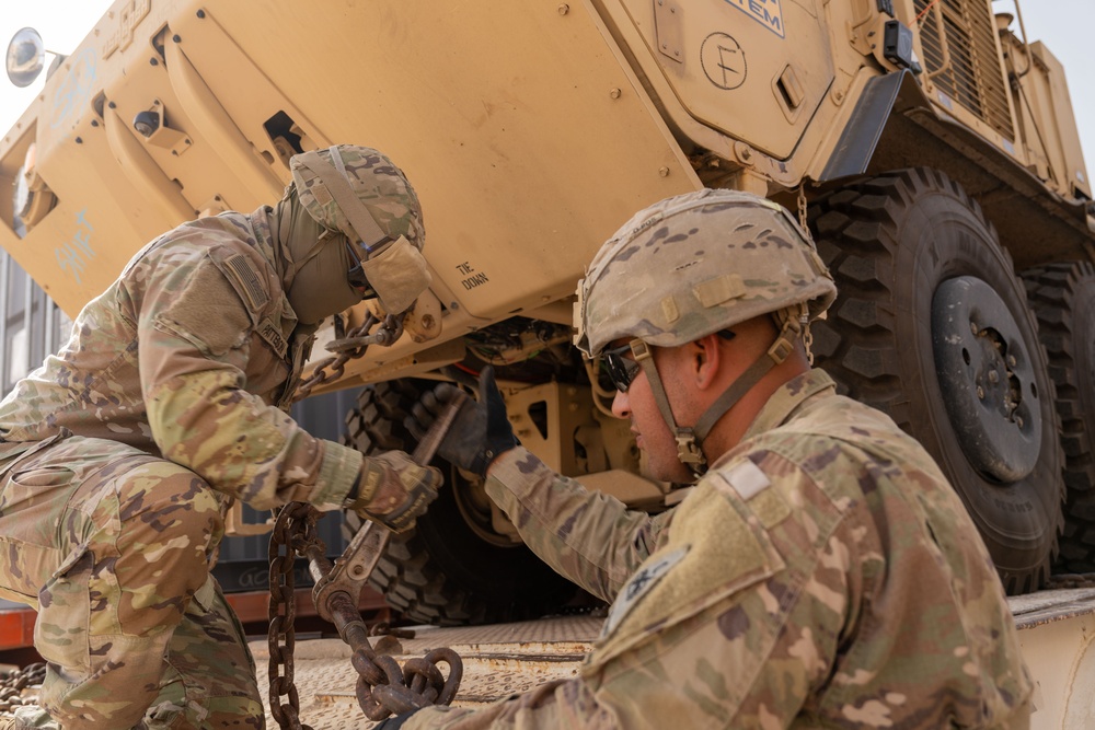 Autonomous Vehicle unloaded by Charlie Company 142nd DSSB