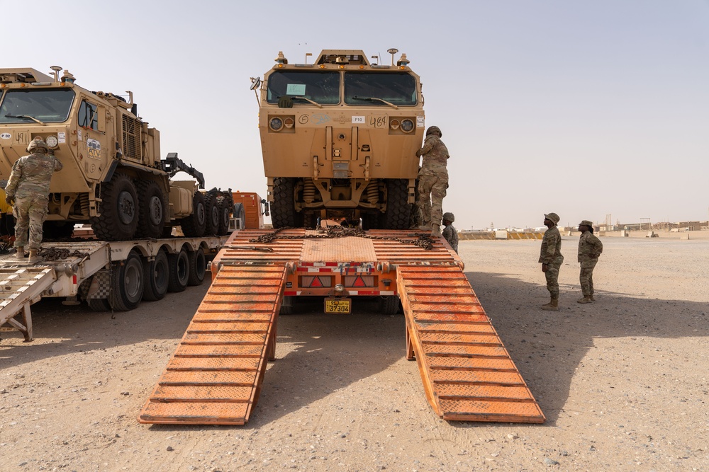 Autonomous Vehicle unloaded by Charlie Company 142nd DSSB