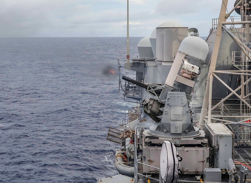 USS Shiloh Fires Its CIWS During Pacific Griffin 2023