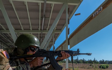 Army Reserve Capt. Steven Tirado fires a RK62 rifle