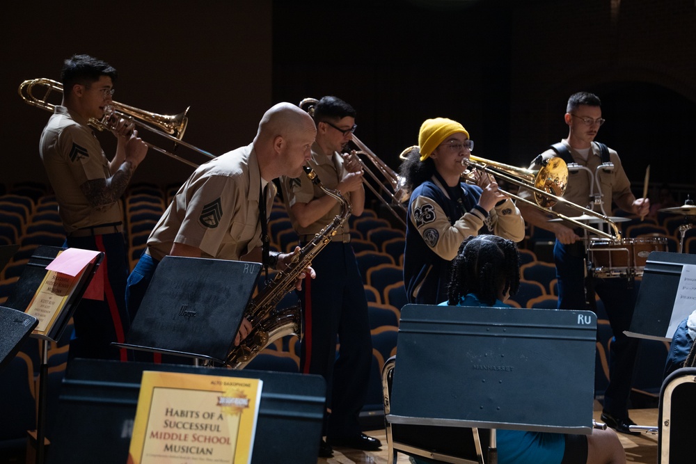 Parris Island Band teaches master class at 2023 Athena Music Camp