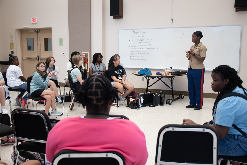 Parris Island Band teaches master class at 2023 Athena Music Camp