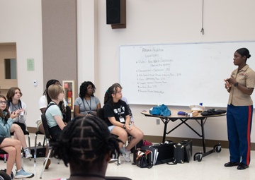 Parris Island Band teaches master class at 2023 Athena Music Camp