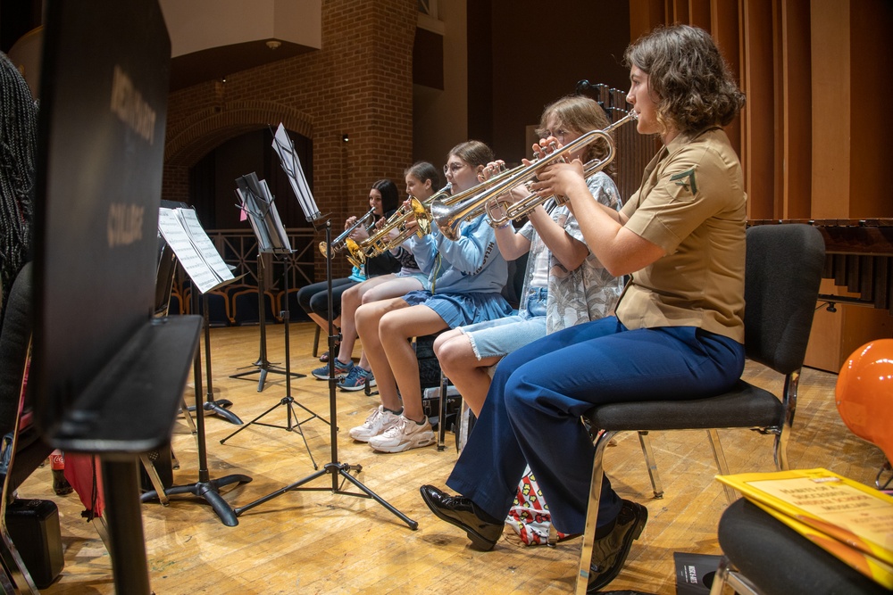 Parris Island Band teaches master class at 2023 Athena Music Camp