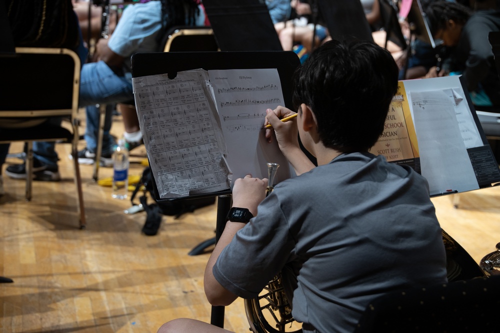 Parris Island Band teaches master class at 2023 Athena Music Camp