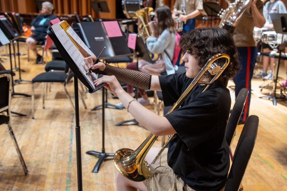 Parris Island Band teaches master class at 2023 Athena Music Camp