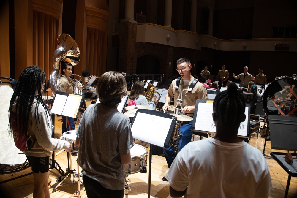 Parris Island Band teaches master class at 2023 Athena Music Camp