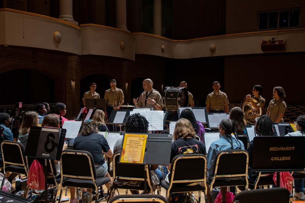 Parris Island Band teaches master class at 2023 Athena Music Camp