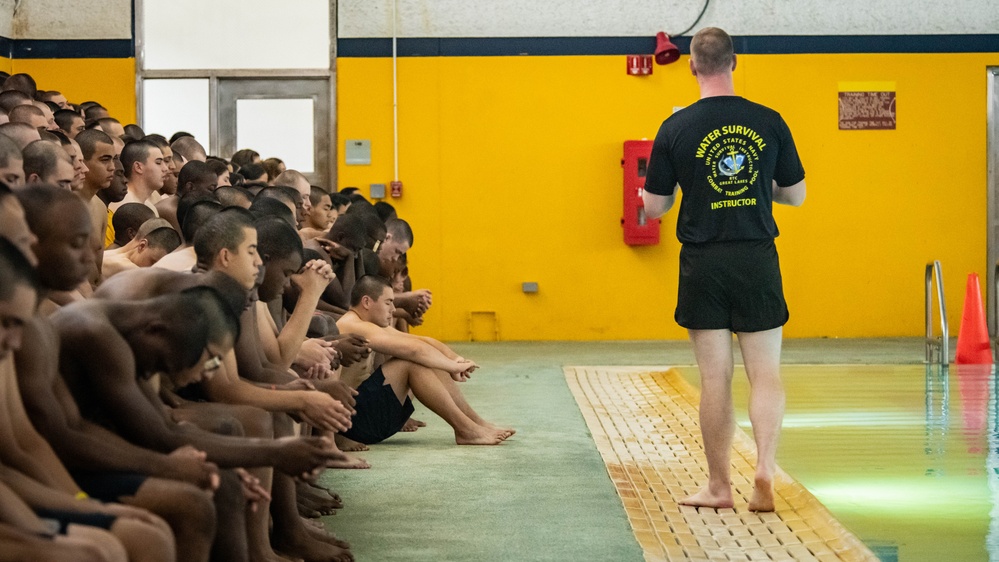 Recruits Test for the Swim Qualification at US Navy Recruit Training Command