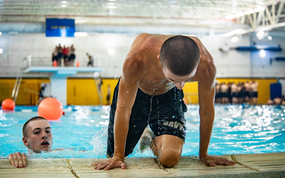 Recruits Test for the Swim Qualification at US Navy Recruit Training Command