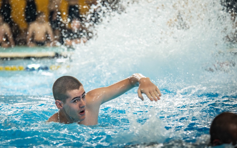 Recruits Test for the Swim Qualification at US Navy Recruit Training Command