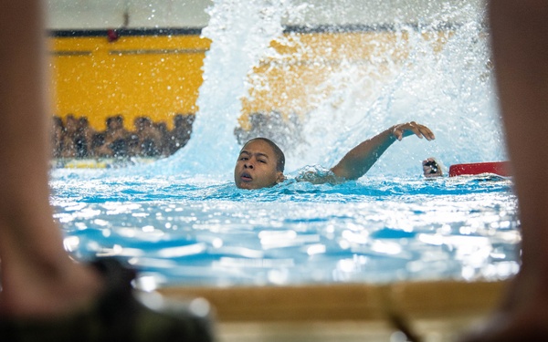 Recruits Test for the Swim Qualification at US Navy Recruit Training Command