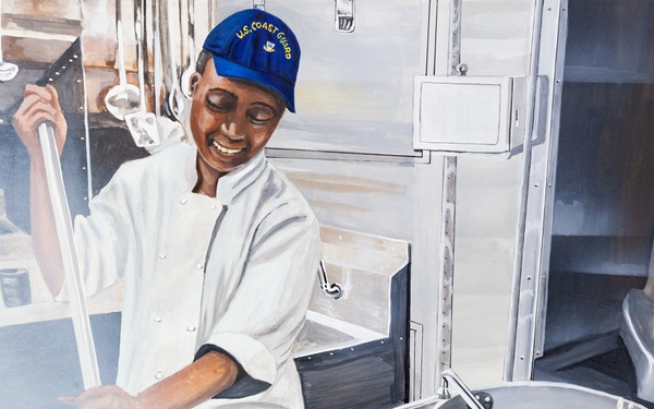 U.S. Coast Guard Art Program 2023 Collection, Ob Id # 202308, "Culinary specialist on the MUNRO," Don Hatcher