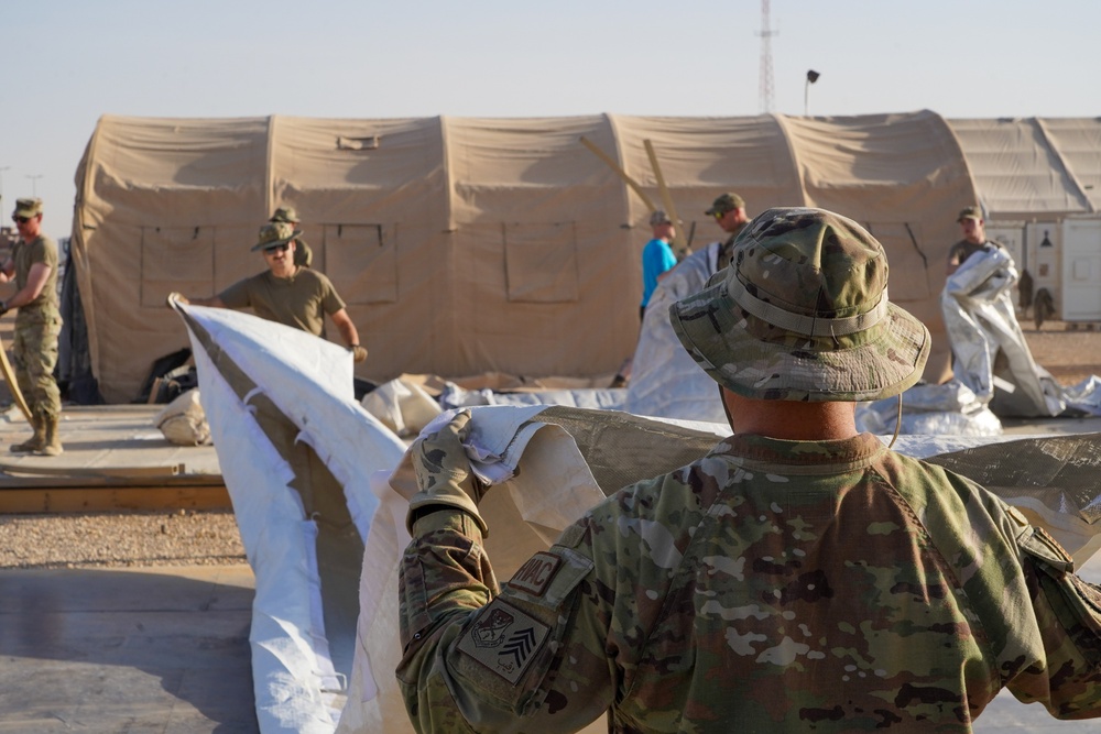 378th ECES disassemble tents as part of base improvement plan