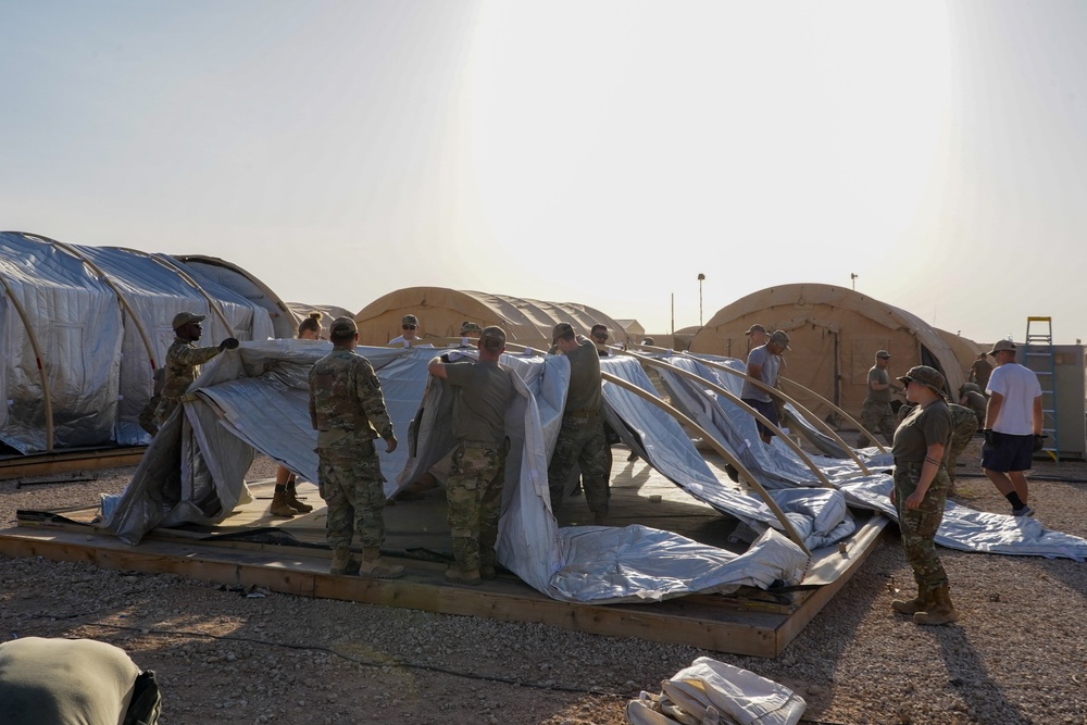 378th ECES disassemble tents as part of base improvement plan