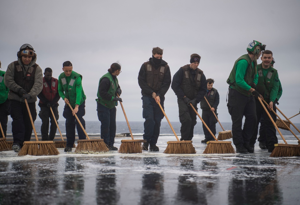 Nimitz Conducts Flight Deck Washdown