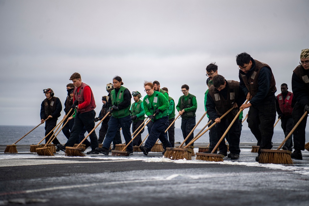 Nimitz Conducts Flight Deck Washdown