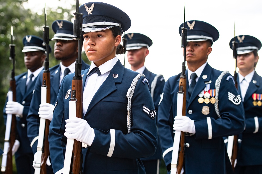 Chief of the Romanian Air Force Staff Lt. Gen. Viorel Pana Participates in an Air Force Full Honors Wreath-Laying Ceremony at the Tomb of the Unknown Soldier