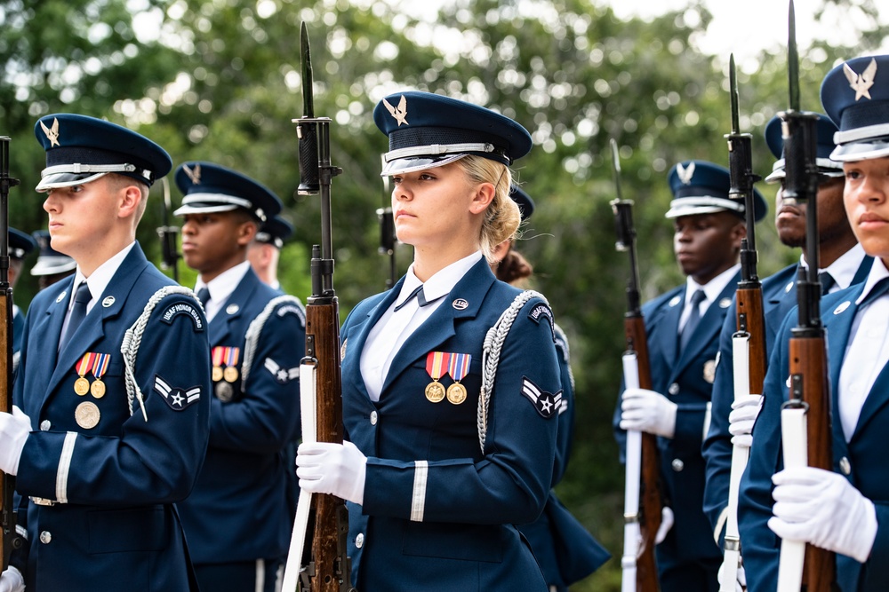 Chief of the Romanian Air Force Staff Lt. Gen. Viorel Pana Participates in an Air Force Full Honors Wreath-Laying Ceremony at the Tomb of the Unknown Soldier