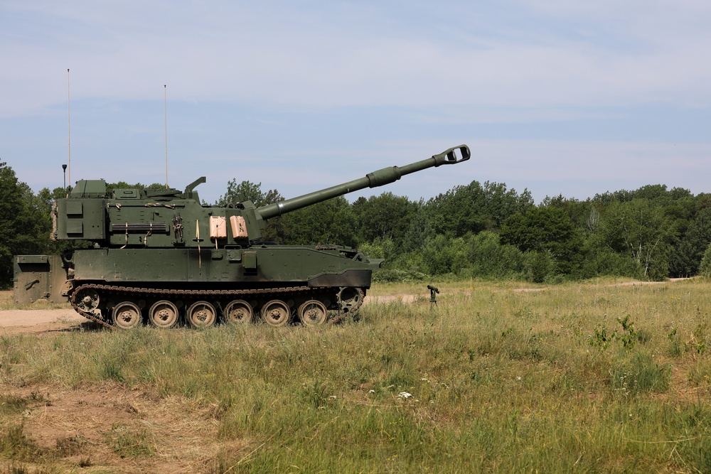 1-125 FA Fire Paladin M109A7s at Camp Ripley