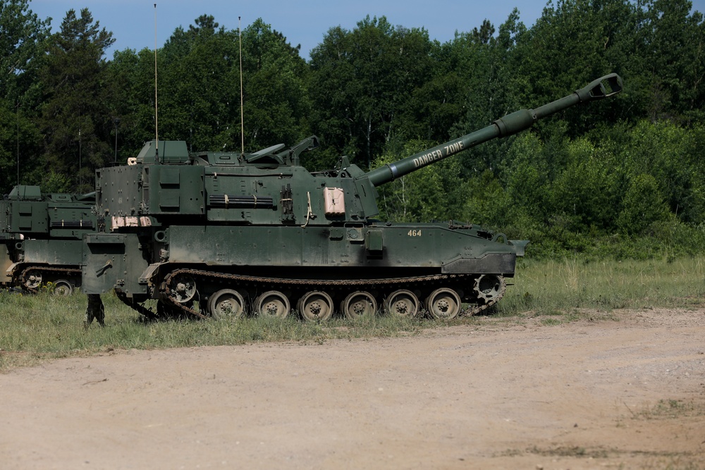 1-125 FA Fire Paladin M109A7s at Camp Ripley