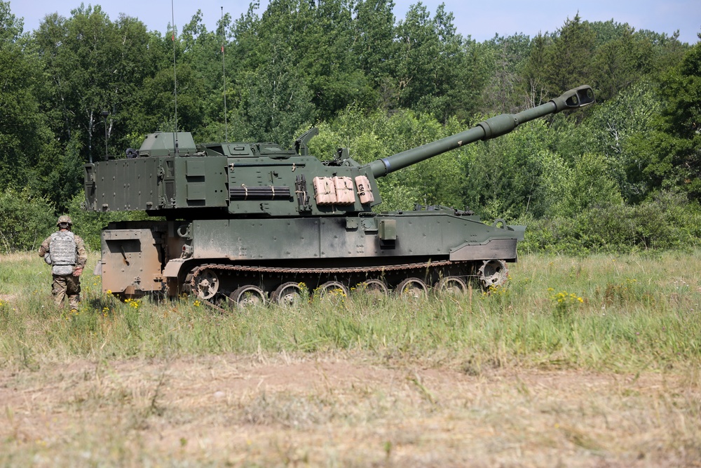 1-125 FA Fire Paladin M109A7s at Camp Ripley