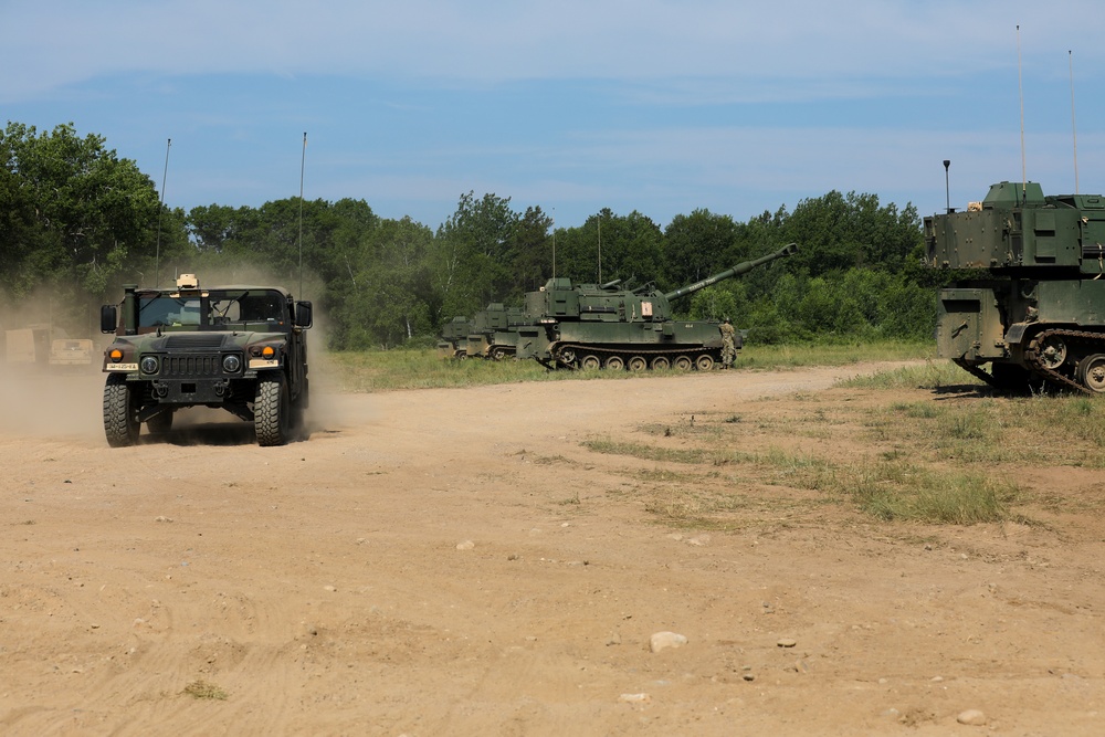 1-125 FA Fire Paladin M109A7s at Camp Ripley