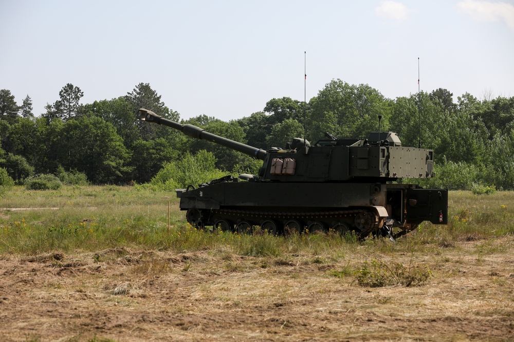 1-125 FA Fire Paladin M109A7s at Camp Ripley