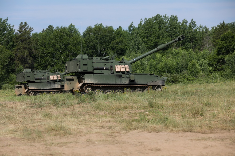 1-125 FA Fire Paladin M109A7s at Camp Ripley