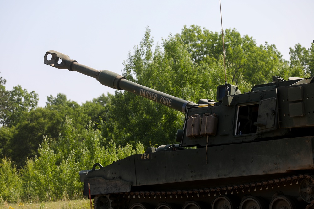 1-125 FA Fire Paladin M109A7s at Camp Ripley