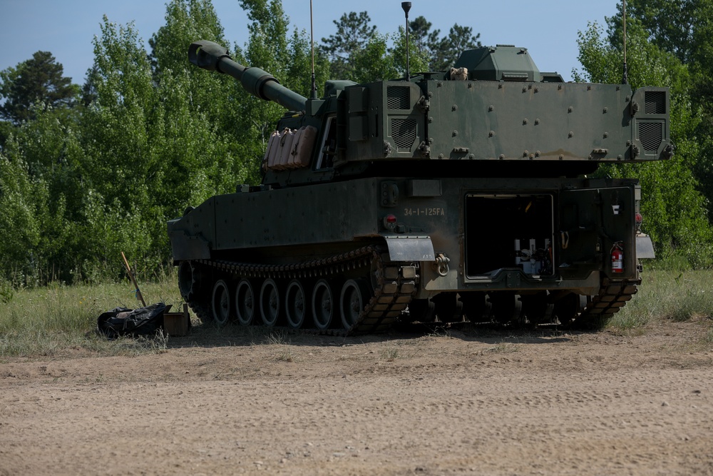 1-125 FA Fire Paladin M109A7s at Camp Ripley