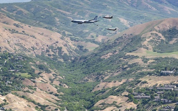 A KC-135 and Two F-35As fly over Utah during Operation Centennial Contact