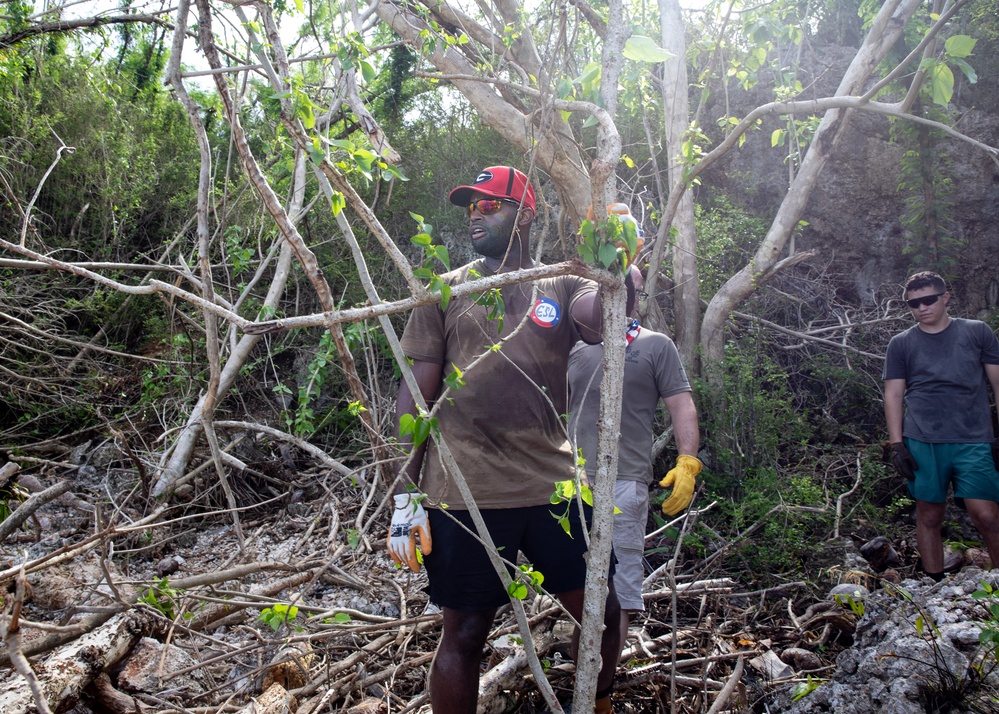 ESl Sailors Clean Up Asan Beach Unit Trails
