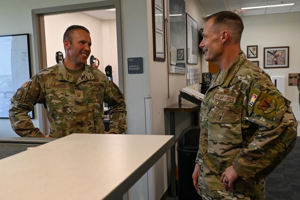 U.S. Air Force Command Chief Master Sgt. Christopher D. Griste visits McEntire