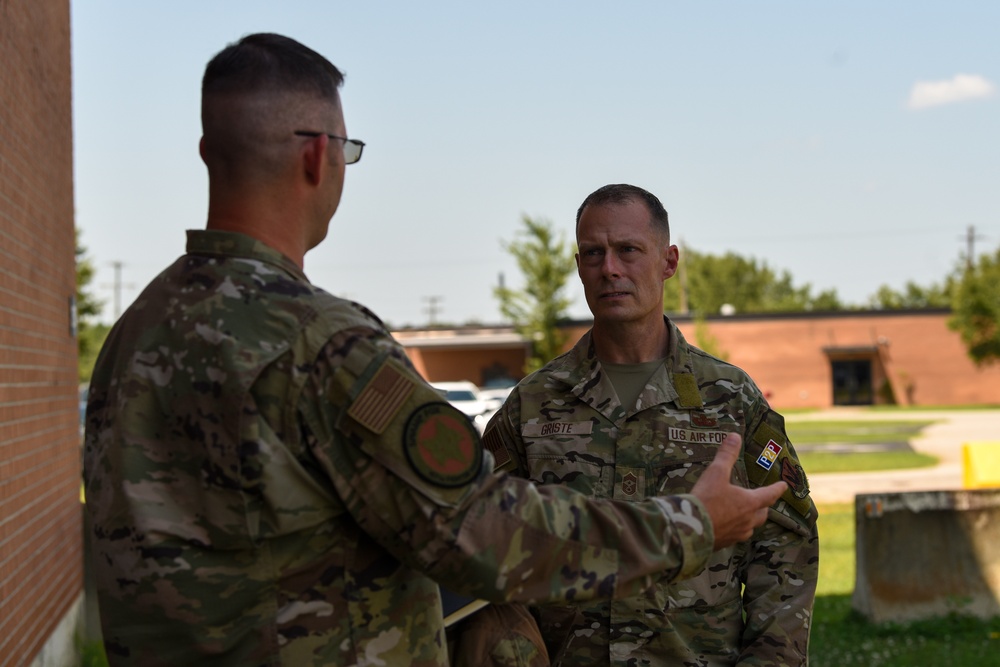 U.S. Air Force Command Chief Master Sgt. Christopher D. Griste visits McEntire