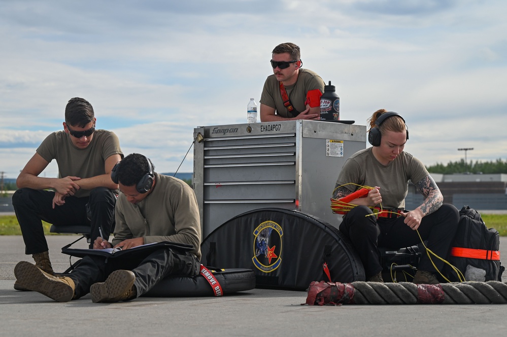 18th AMU Airmen maintain aircraft during RED FLAG-Alaska 23-2