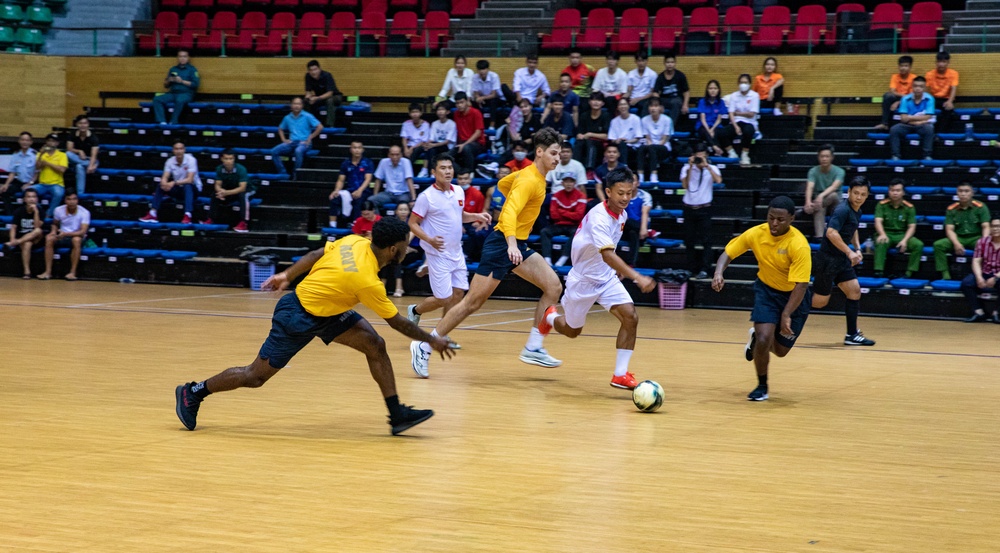 U.S. Navy Sailors compete in Soccer Match with Vietnamese soccer players