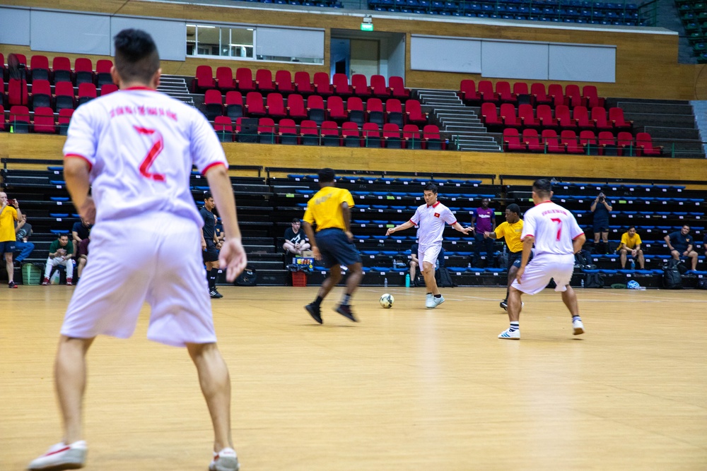 U.S. Navy Sailors compete in Soccer Match with Vietnamese Soccer Players