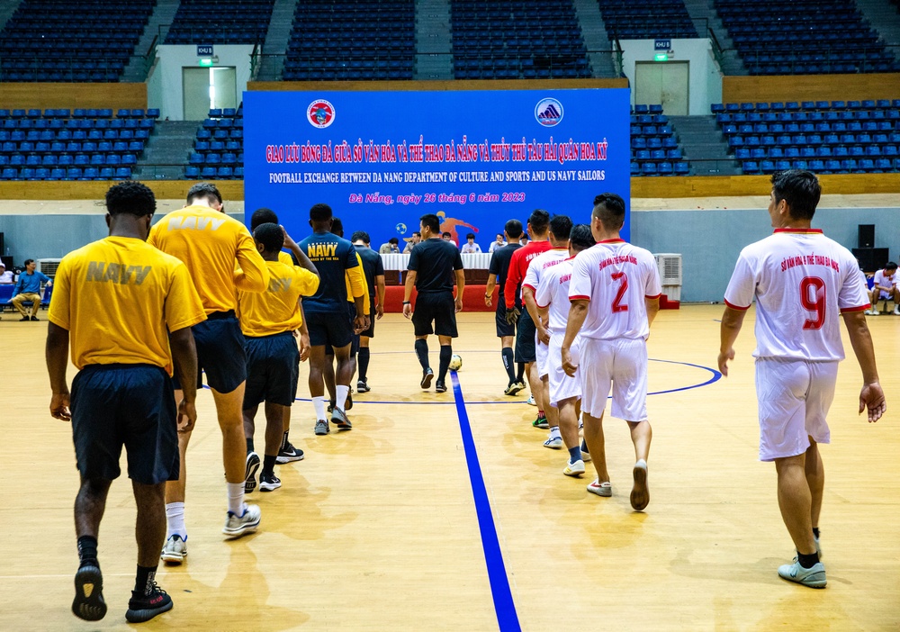 U.S. Navy Sailors compete in Soccer Match with Vietnamese soccer players