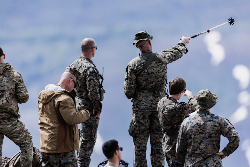 U.S. Marines with 4th Marine Division conduct a tactical exercise during mountain exercise 4-23